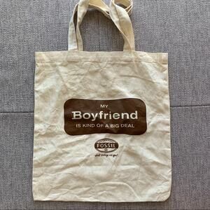 Fossil "My Boyfriend is Kind of a Big Deal" Tote Re bag Lightweight Canvas